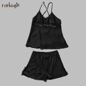 

Pajamas Sets Spring Summer Women Pajama Of Halter Top With Sleep Shorts Lace Lady Nightgown Home Clothes Plus Size M-XXL E0980