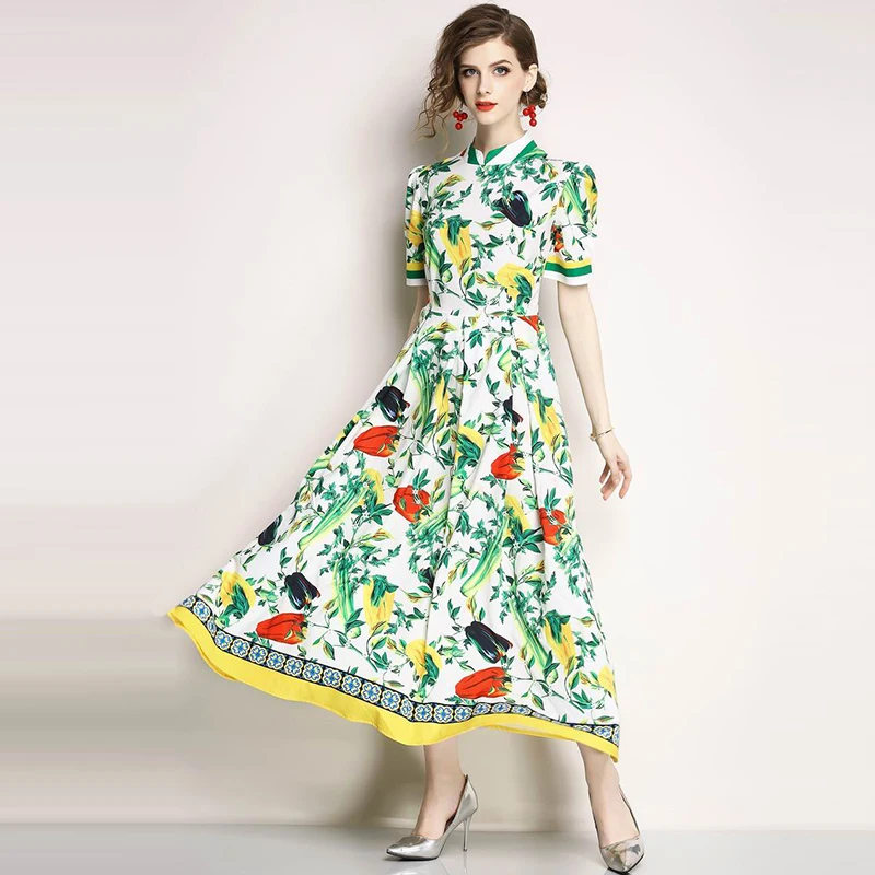 2018 New Arrival Summer Women Dress Ankle Length Sexy Slim Leaves