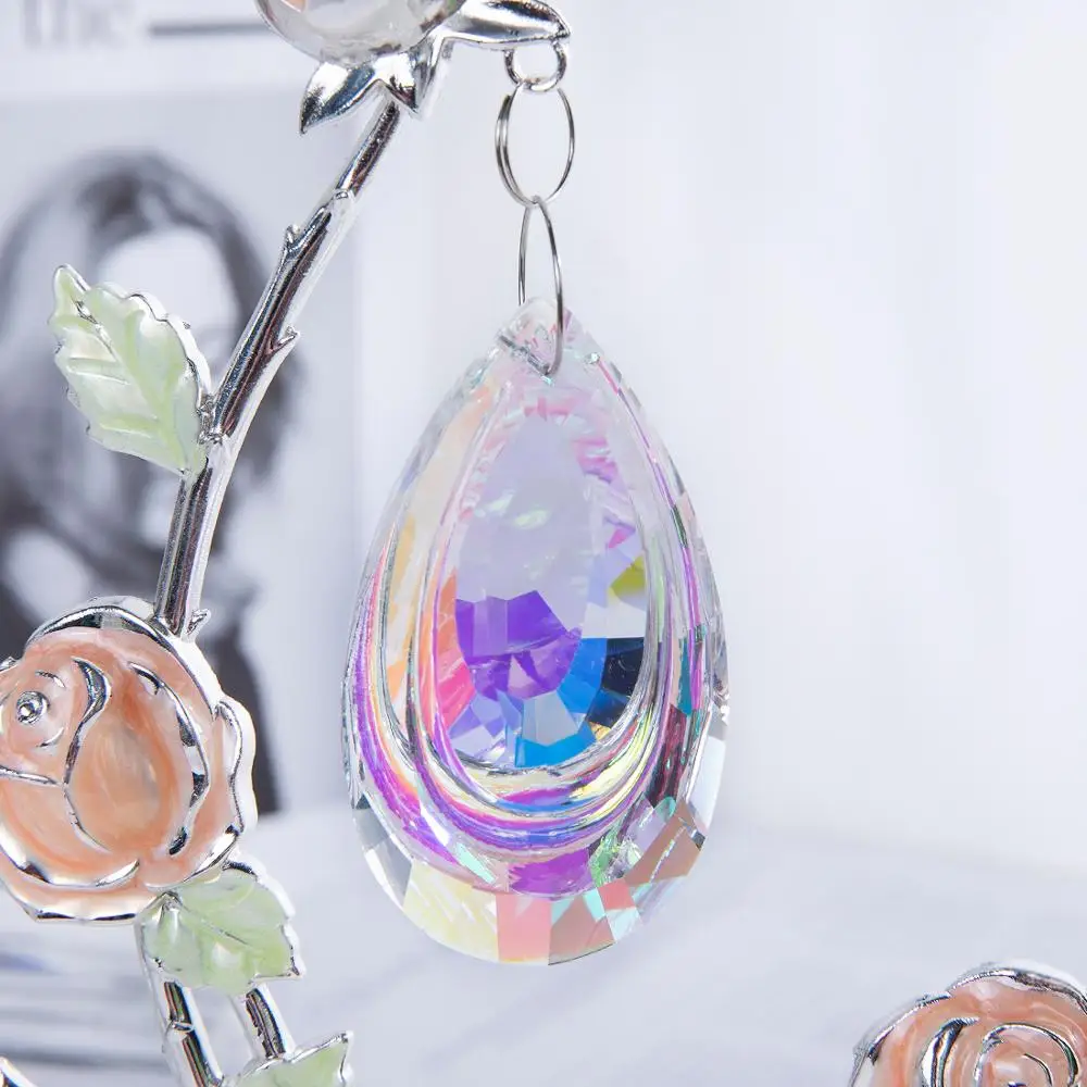 

H&D 63mm Colorful Suncatcher Chandelier Waterdrop Pendant Rainbow Maker Light Lamp Hanging Prisms Parts Christmas Tree Decor