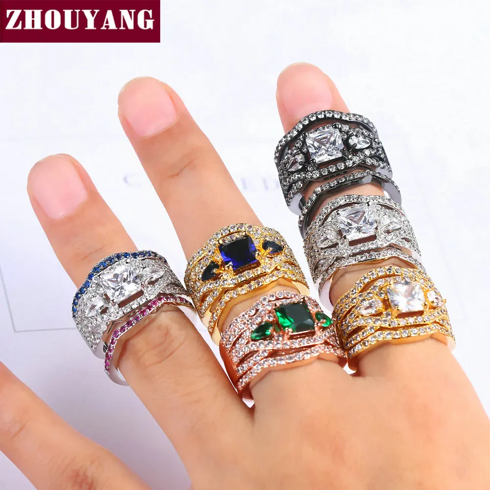 ZHOUYANG свадебный набор колец для женщин классические кольца принцессы с