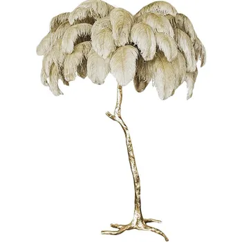 

Europen style feather floor lights modern copper lighting AC110V 220v living room gold standing lamps height 150cm
