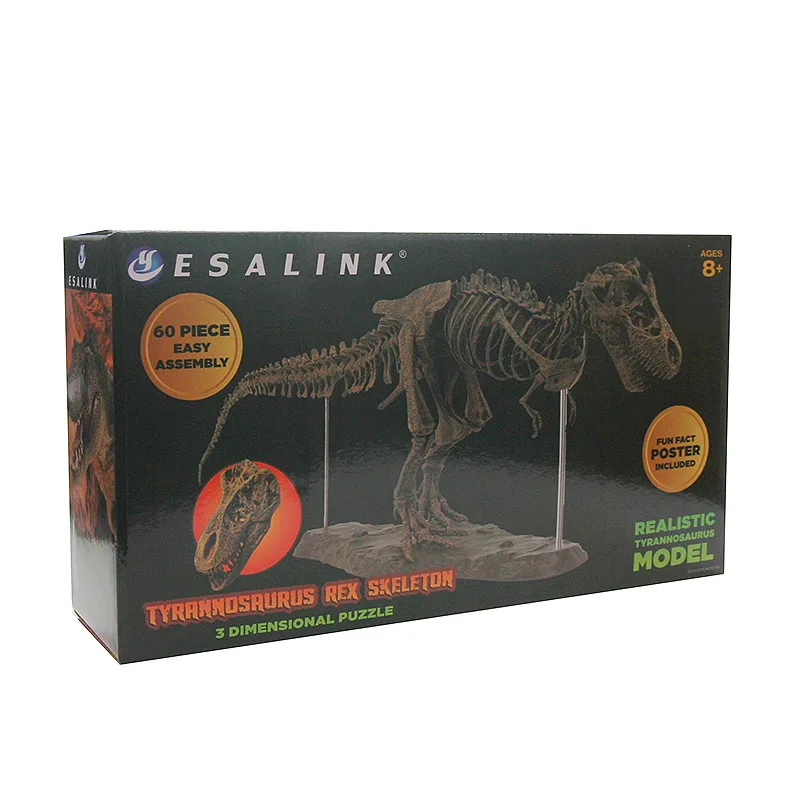 Горячая 4D собранная модель большой Т-Рекс, скелет fossil ПВХ животное модель «сделай сам» головоломка игрушка для детей модель динозавра с коробкой
