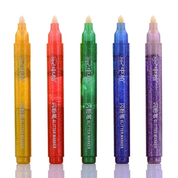 

4 set/Lot 5 color Glitter marker pens Shining painting calligraphy pens Body painting Cute Scrapbooking School supplies FB989