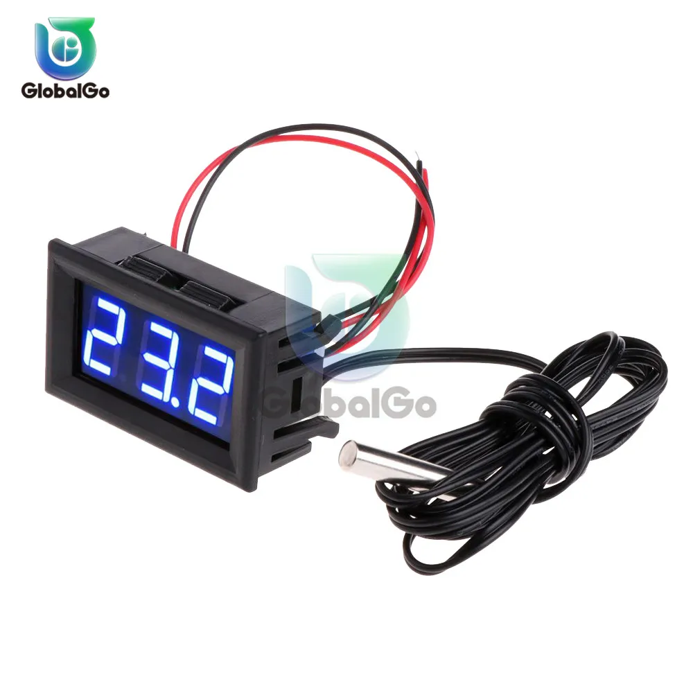 

LED Thermometer -50-110 Temperature Meter Detector Temperature Sensor Probe DC 5-12V 3 Bit Digital Monitor Tester Panel Gauge