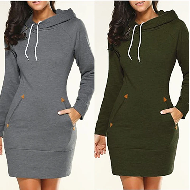 

Spring Women Hoodie Dress Fashion Ladies Sweatshirts Autumn Female Long Hoodies Pullover Plus Size Women Pull Hoody