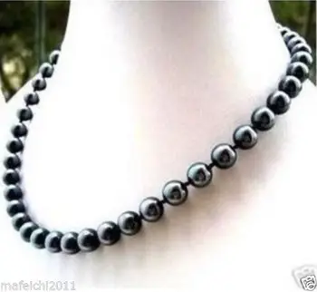 

AAA new 8mm black south sea shell pearl necklace 18" shipping free