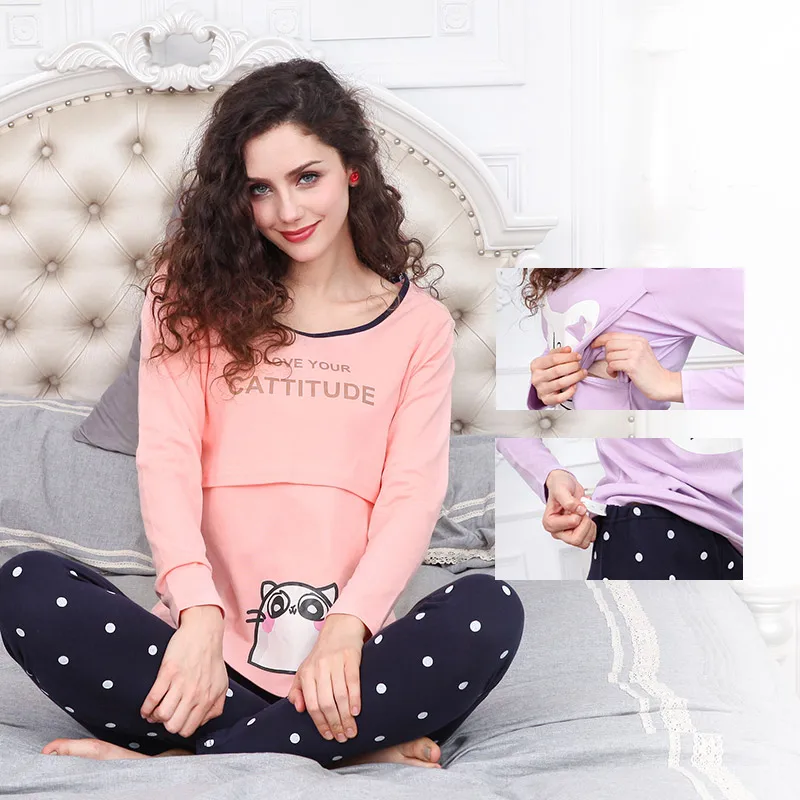 Home Cotton Pregnancy Clothes Sets Pajamas for Pregnant Women Cotton Soft Breastfeeding Pajamas Nursing Clothes Suit Home Cotton Pregnancy Clothes Sets Pajamas for Pregnant Women Cotton Soft Breastfeeding Pajamas Nursing Clothes Suit