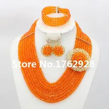 Оранжевое супер Гламурное бисерное шитье ювелирные изделия для женщин нигерийские Свадебные африканские бусы комплект ювелирных изделий