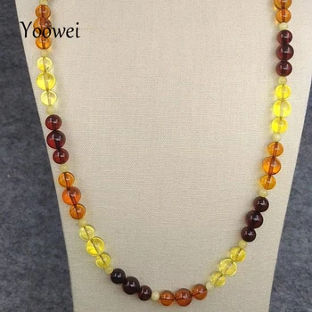 

Yoowei 60cm 18.8g Natural Amber Necklace for Unisex Round Bead Mom Anniversary Birthday Gift diy Baltic Amber Jewelry Wholesale