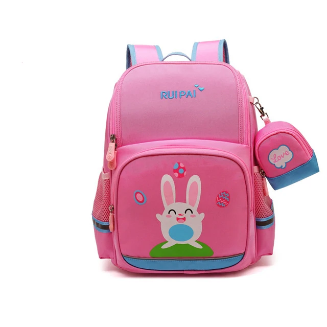 Школьная сумка с рисунком кролика и динозавра, Детский рюкзак для девочек и мальчиков, рюкзак Mochila Infantil, ортопедическая школьная сумка - Цвет: Pink