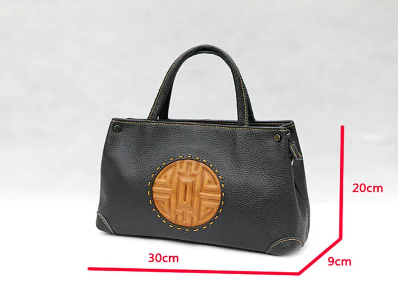 Nuleez, большая сумка, женская сумка, настоящая воловья кожа, китайский винтажный стиль, рисунок в виде лунного торта, тисненая, для офиса, женская мода, сумки-мессенджеры