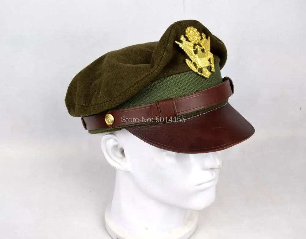 Replica WW2 US Army Aircorps Military Officers Pilots Visor Crusher Hat Cap