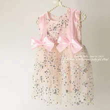 Розничная, милое платье принцессы с блестками и лентами, платья для маленьких девочек, новое платье-пачка, Детские платья для девочек вечерние платье для свадебной вечеринки, одежда для девочек