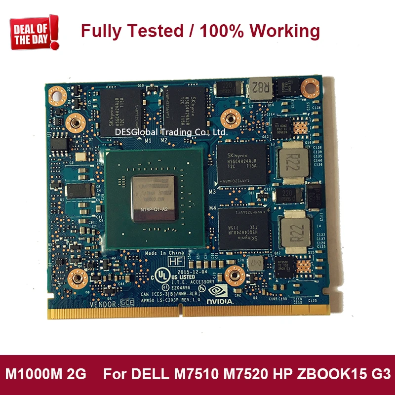 

Original M1000M VGA video graphics card For HP Pavilion Zbook 15 G3 DELL Precision M7510 M4800 M7520 Fully Tested 100% Working