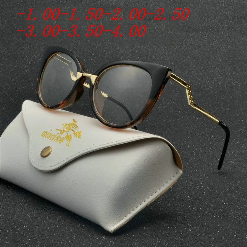 

cat Finished Myopia Eyeglasses Frame Women with Photochromism lens chameleon Sun glasses Myopia Eyewear With Diopters FM