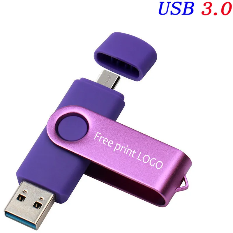 Логотип Jaster OTG USB 3,0 флеш-накопитель 4 ГБ 8 ГБ 16 ГБ 32 ГБ 64 ГБ Флешка металлический usb флеш-накопитель карта памяти - Цвет: Purple