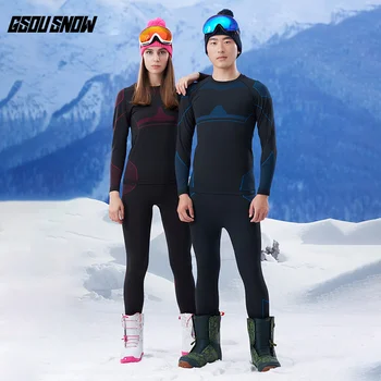 

GSOU SNOW Brand Ski Underwear Women Men Long Johns Skiing Suit Quick Dry Thermal Ski Jacket Pants Breathable Winter Outdoor Coat