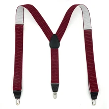 Темно-красные кожаные повседневные подтяжки с 3 зажимами для мужчин, коммерческие брюки в западном стиле, мужские подтяжки, ремень, 3 цвета, 3,5*115 см, MBD8348
