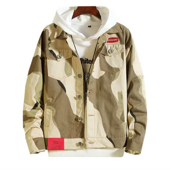 

High-quality men's denim jacket camo fashion loose-fitting denim jacket spring denim jacket + m-5 XL size