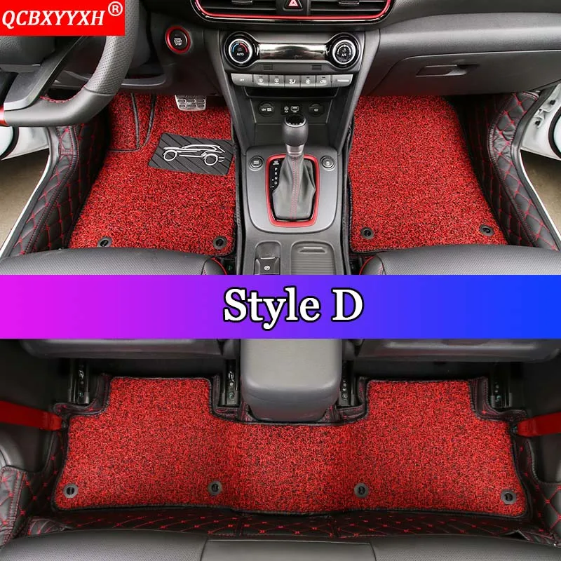 QCBXYYXH автомобильный Стильный коврик для пола кожа все кожаный лоток ковер грузовой лайнер на заказ багажник ковер для hyundai Kona Encino - Название цвета: Style D