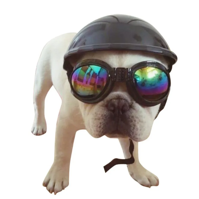

Dog Helmets for Motorcycles with Sunglasses Cool ABS Fashion Pet Dog Hat Helmet Plastic Pet Protect Ridding Cap SML