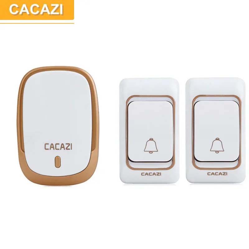 

CACAZI Waterproof Doorbell Plug-in Wireless Door Bell 2 Outdoor ButtonTransmitter + 1 Indoor Doorbell Receiver