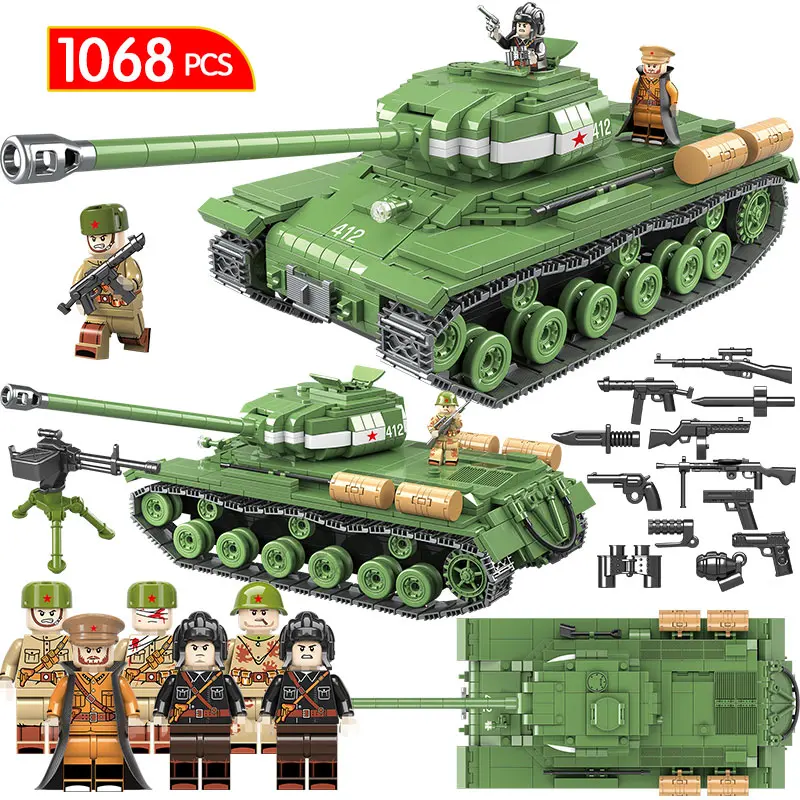1068pcs-Military-IS-2M-Heavy-Tank-Soldier-Weapon-Building-Blocks-Compatible-LegoINGLY-Tank-WW2-Bricks-Army (2)
