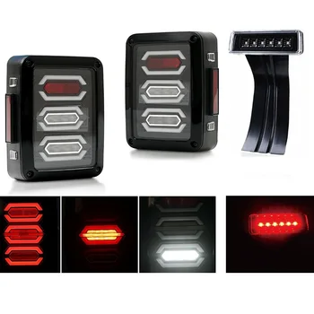 

G3 Diamond Clear Lens LED Tail Light w/ Turn Signal & Clear 3rd LED Brake Light Replacement For Jeep Wrangler JK JKU 2007 - 2017