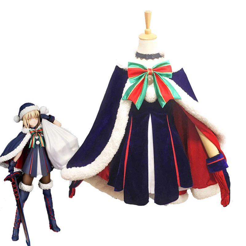 Fate/stay night Saber Arturia Pendragon Косплей костюм для девочек милое рождественское платье
