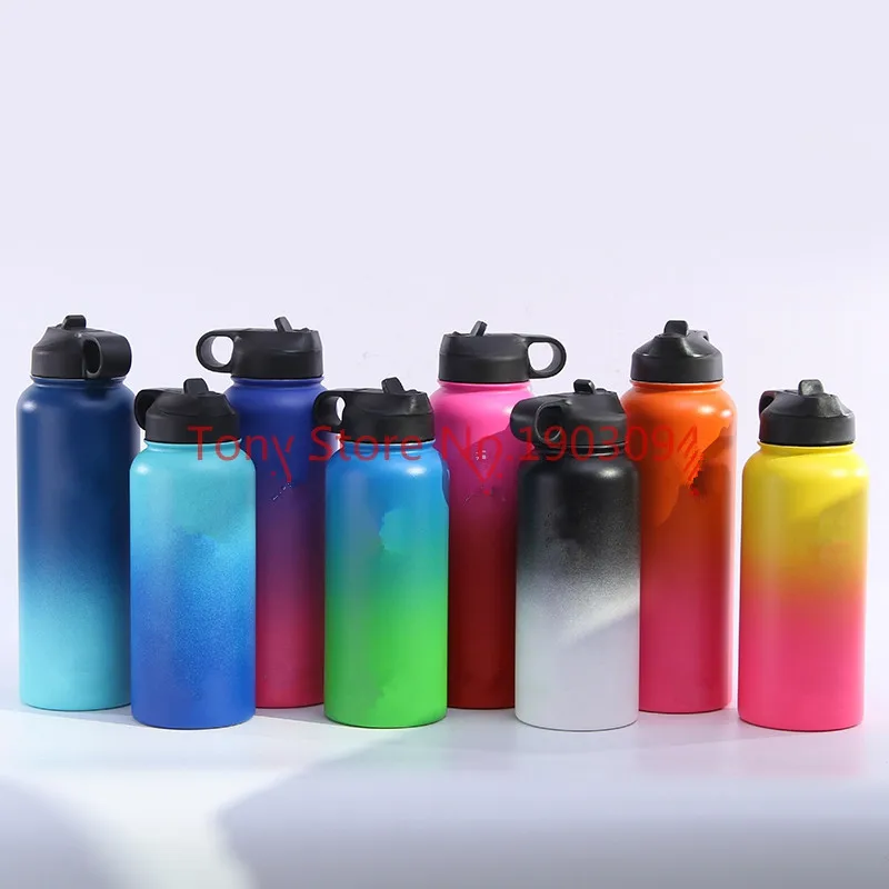 

2018 Colorful Insulated Stainless Steel Water Bottles 18OZ/32OZ/40OZ Wide Mouth with Sport Lids