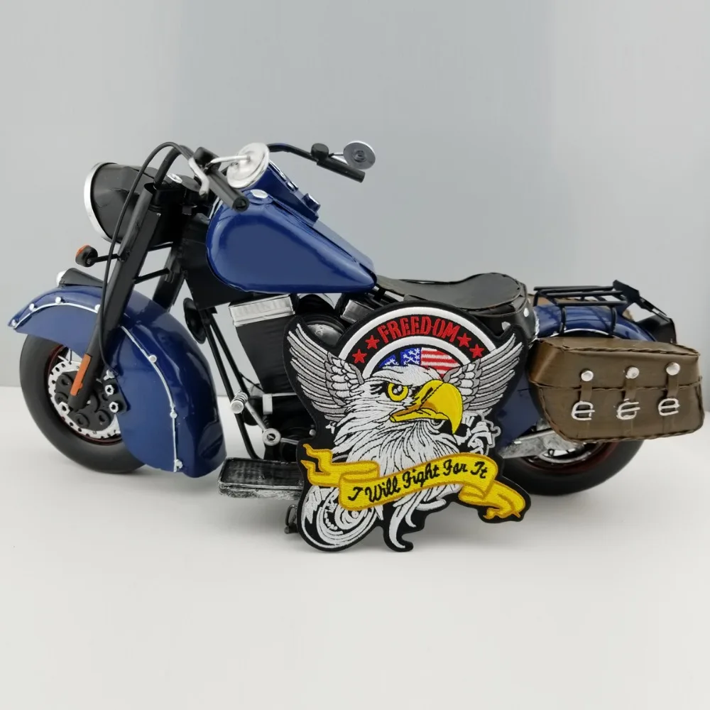 Freedom I will Fight for it Eagles Vest Biker Embroidered Iron On Front Biker Patch Black twill fabric Free Shipping Customized (3)