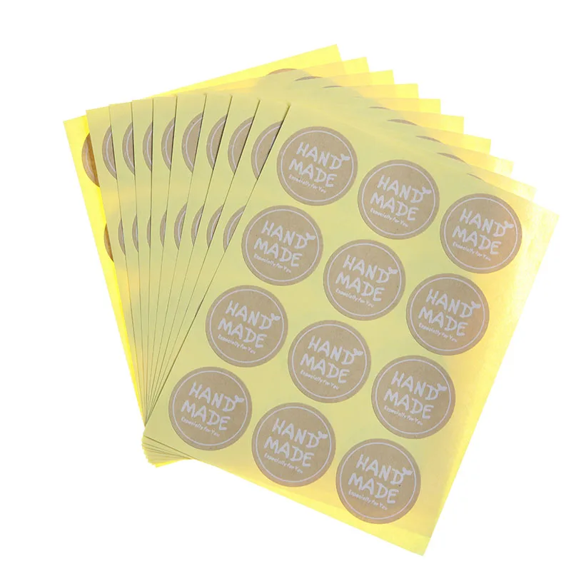 

Vintage Kraft Paper Sticker Label Round Handmade Sealing Stickers Children Stationery Decorative Stickers 120pcs/10 Sheets