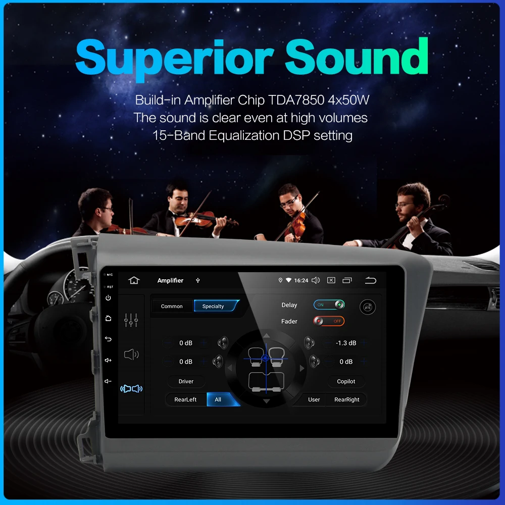 Excellent Dasaita 9" Car Multimedia 1 Din Android 9.0 for Honda Civic Radio 2012 2013 2014 Navigation GPS Autoradio HDMI MP3 64GB ROM 4