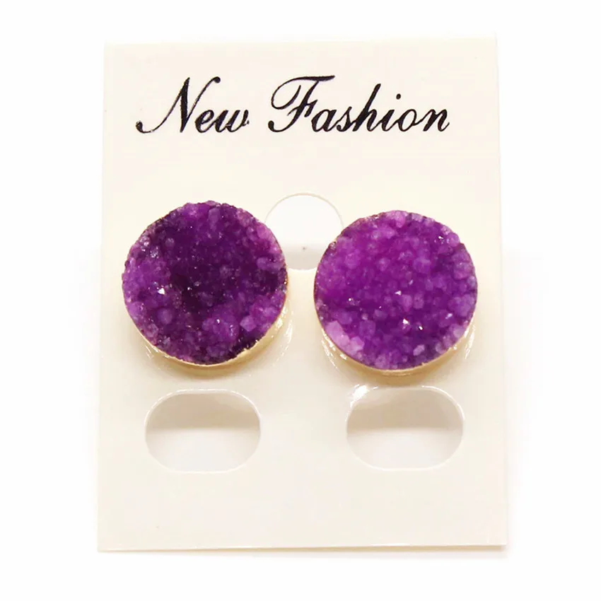 

100-Unique 1 Pair Light Yellow Gold Color Crystal Dyed Purple Irregular Shape Stud Earrings For Party Gift