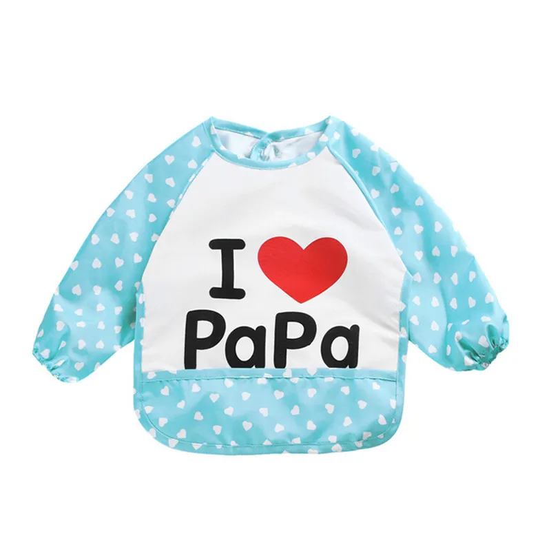 Стиль Детские нагрудники I Love Papa/Mama с длинными рукавами одежда для кормления нагрудники шаблон случайные кормящих Чехлы для детей От 1 до 3 лет