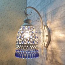 Красочные/синие хрустальные настенные коридоры лампы балкон прикроватный свет Средиземноморский кафе бар магазин кофе клуб зал спальня