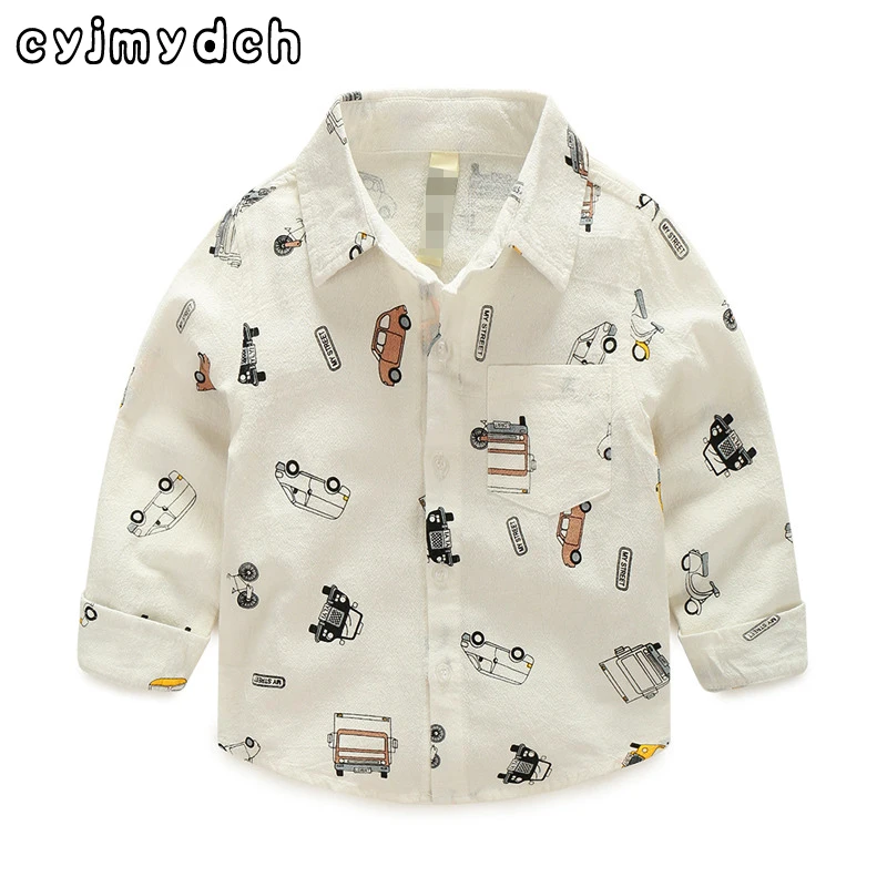 Spring Long Sleeve Cotton Boy Shirts Turn Down Collar Shirts for Boys
