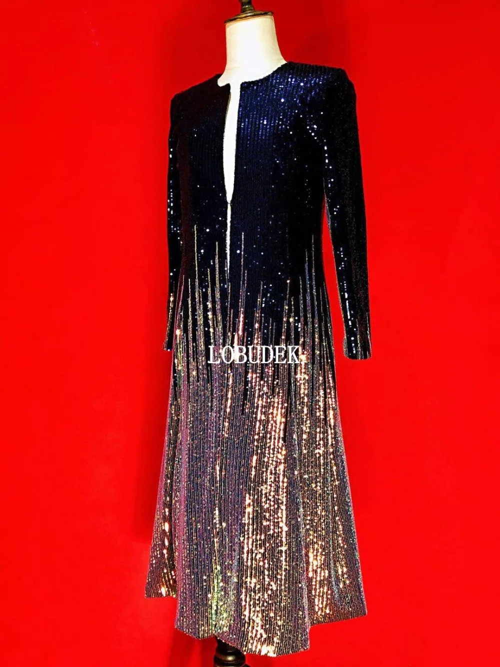 Индивидуальные мужские красочные блестки тонкая куртка длинное пальто мода высокого класса блесток верхняя одежда певица танцор концерт