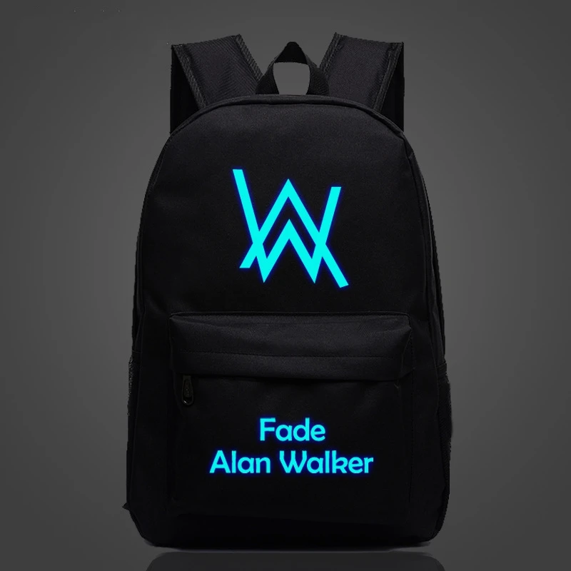 

Alan Walker Luminous Printing Backpack 18'' Hip Hop Harajuku Mochilas School Students Book Bag Canvas Backpacks Glowing at Night