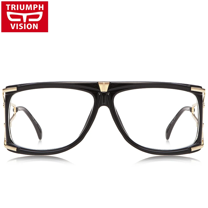 Триумф видения мужской украшения прозрачные линзы очки кадр шикарный дизайн квадратный зрелище выдалбливают прозрачный очки с плоским верхом