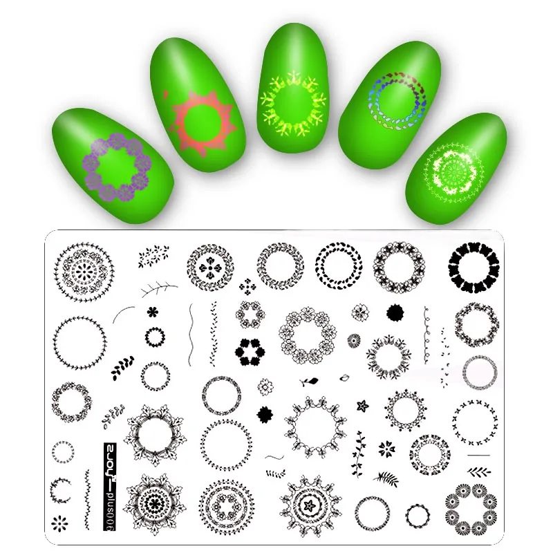 

Nature Geometry Wreath design Nail Printer Nail Art Stamping Plates Manicure polish Stamping Template Image Plates