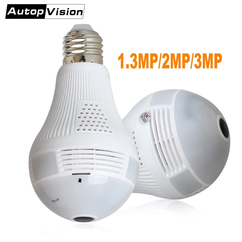 3MP 2MP 1.3MP Wireless IP Camera Bulb Light FishEye 360 Degree 3D VR