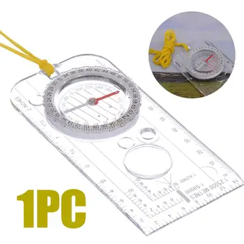

1pc Magnifying Orienteering Compass Map Scales Ruler Navigation Map Scouts Army Professional Mini Compass Outdoor Hiking Camping