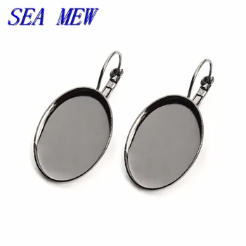 

20 PCS 7 Colors Plated Earring Base Fit 13*18mm 18*25mm Oval Cabochon Copper Clip Earrings Blank Settings For Jewelry Making