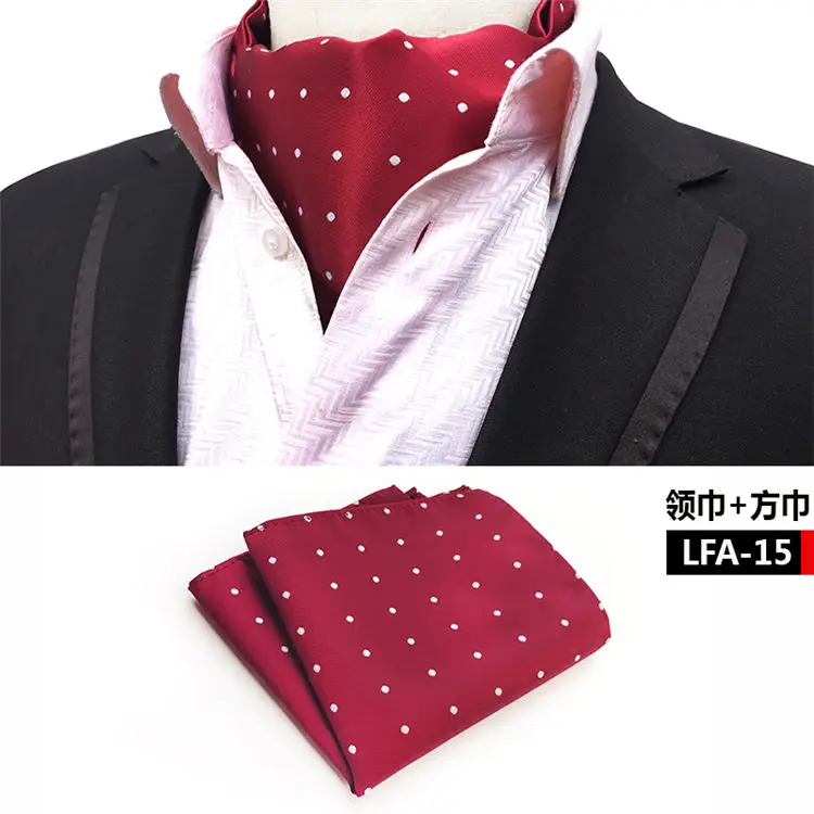 black scarf mens 2 Pcs/Set Men Formal Scarf Set Blue with White Dots Silk Scarves Pocket Square Sets mens designer scarf Scarves