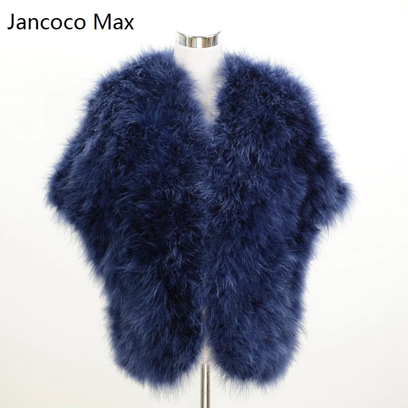 Женское пончо из страусиного пера Jancoco Max Модная стильная шаль натурального меха