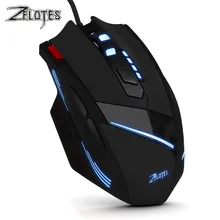 ZELOTES T-60, профессиональная Проводная игровая мышь, 7 кнопок, 3200 dpi, 4 цвета, светодиодный светильник, оптическая USB компьютерная геймерская мышь для ПК и ноутбука