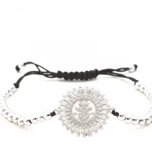 Золото Серебро Микро-паве Белый cz кубический цирконий Веревка Регулируемый браслет из медного бисера xt53 Шарм плетеные браслеты ювелирные изделия для женщин