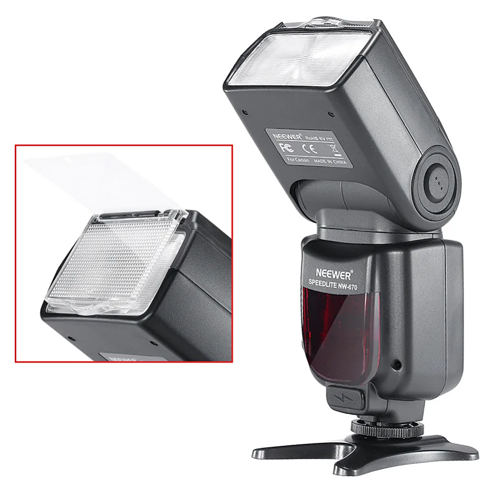 Neewer NW-670 ttl Speedlite Flash Kit для Canon с ИК беспроводным пультом дистанционного управления, AA батарея, диффузор для Canon 7D Mark II, 5D Mark