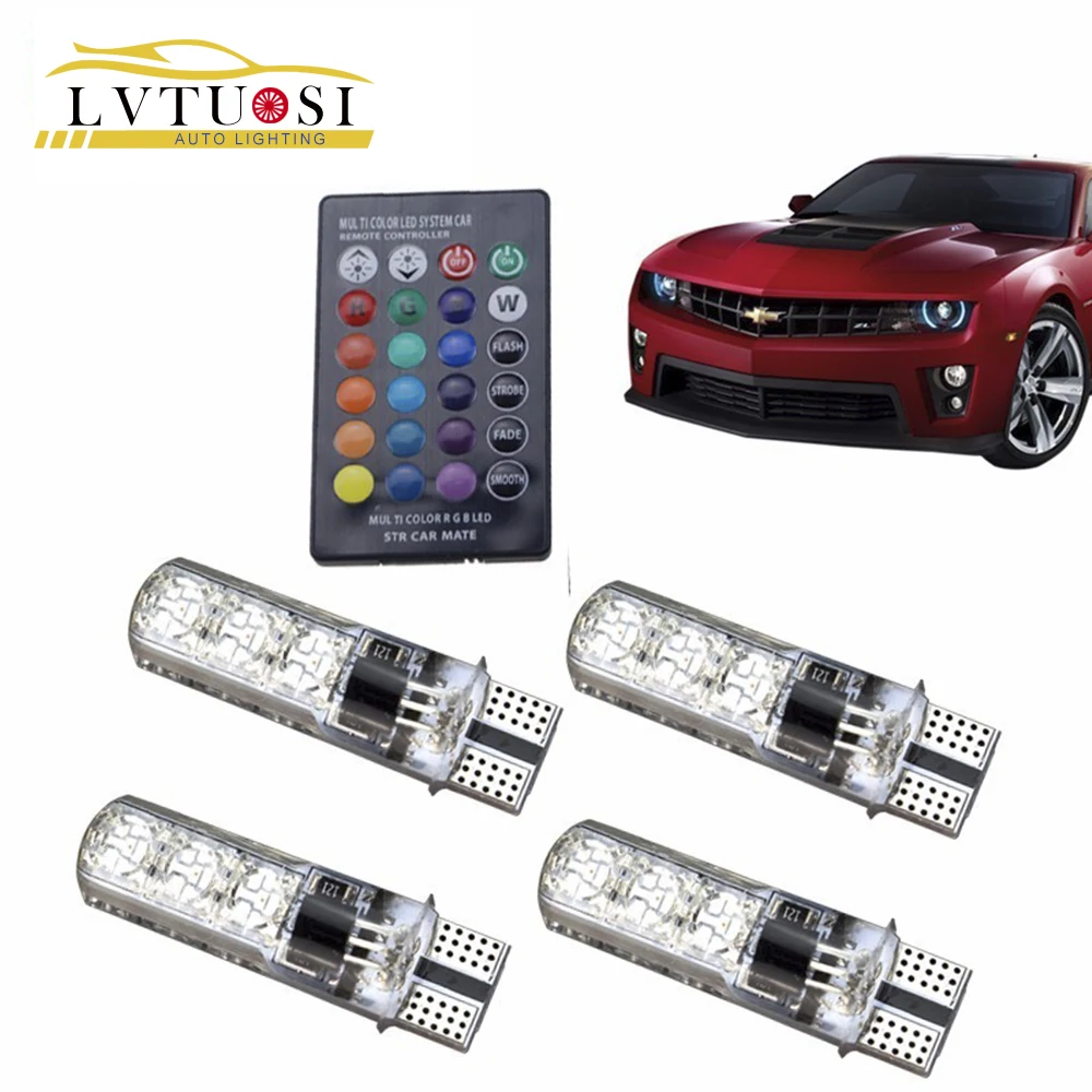 LVTUSI T10 W5W RGB светодиодный автомобильные лампы с пультом дистанционного управления